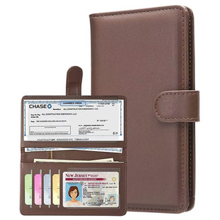 Amazon Genuine Leather Men's Wallet Long Cheque Holder Cheque Bag Bill Cheque Protection Cover Machine Cheque Bag Wholesale
