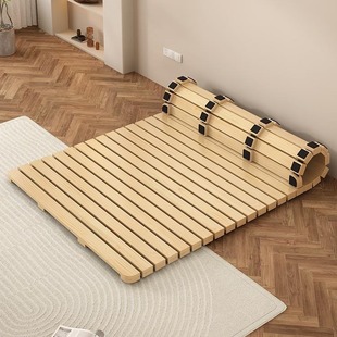 Solid Wood Bed Thickened Hard Bed Board Tatami Moisture-proof Breathable Row Skeleton Rental Room Folding Floor Bed Frame Widened