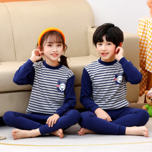 Pure cotton mid-collar underwear set semi-high collar trendy women's men's spring and autumn children's clothing children's autumn clothes and trousers a generation