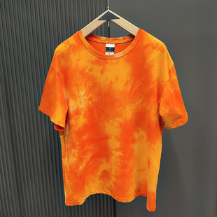 Tie-dyed Short-sleeved T-shirt Men's Summer Clothes Casual Contrast Heavy-weight Loose Half-sleeved T-shirt American Men's Short-sleeved T-shirt