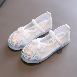 Spring and Summer Girls' Embroidered Shoes Antique Children's Hanfu Shoes Ancient Clothing Old Beijing Handmade Cloth Shoes Chinese Style Horse-faced Skirt Shoes
