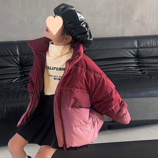 Children's cotton-padded jacket girls 2024 winter new winter thickened western style gradient short coat boy's cotton-padded coat trendy