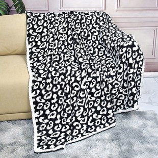 Nordic Leopard-Print Half-Side Fleece Flannel Blanket Cover Blanket Office Sofa Blanket Air-conditioning Blanket Nap Blanket