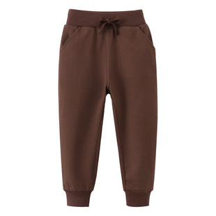 Spring Autumn and Winter New European and American Pure Color Children's Wear Sweatpants Children's Pants Boys and Children's Printed Cotton Trousers