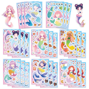 8 original cartoon mermaid face collage hands-on DIY hand account mobile phone shell decoration cross-border wholesale non-infringement