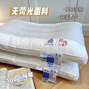 Buckwheat Shell Pillow Single Dormitory Buckwheat Leather Pillow Core Adult Hard Pillow Cervical Spine Protection for Sleeping Pure Cotton Pillowcase for Men and Women