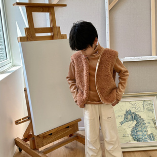 Children's fleece-lined Thickened Vest Outer Wearing Cotton Velvet Boys' Warm Cardigan Jacket Girls' Baby Vest Ponder