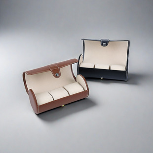 3-digit round watch box watch jewelry box high-end leather fashion high-end sense storage home cross-border wholesale