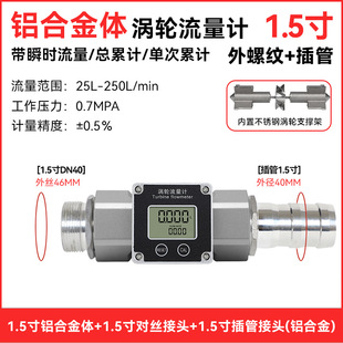 Electronic digital display stainless steel turbine flow metering liquid water urea meter 1 inch 1.5 inch 2 inch with instantaneous total fatigue