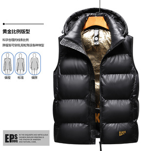 Graphene Down Cotton Vest Men's Autumn and Winter New Hooded Thickened Sleeveless Cotton Vest Casual Waistcoat Coat
