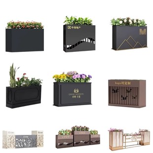 Outdoor Stainless Steel Sitting Stool Flower Box Combination Partition Bench Sales Department Rest Card Hold Flower Groove Iron Flower Rack Flower Bench