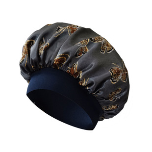 Amazon cross-border new small butterfly printed nightcap wash hair care hat color cloth chemotherapy cap shower cap elastic
