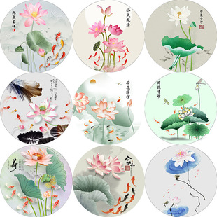 Lotus carp figure decorative painting water and fire Jiji kitchen bathroom lotus net dirty lotus self-adhesive wall sticker Jue Qin