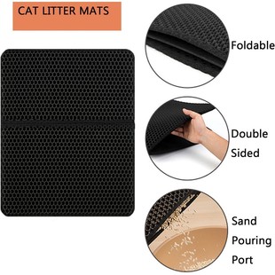 Cross-border Amazon hot sale EVA double-layer honeycomb cat litter mat non-slip waterproof anti-take-out folding cat litter mat wholesale