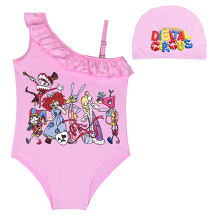 2024 Cross-border Hot-selling Magical Digital Circus Swimsuit for Girls, Middle and Large Kidsren One-piece Swimsuit Y09146