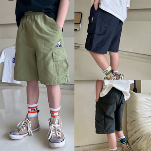 2024 Summer new Japanese fashion brand exquisite soft workwear shorts boys medium and big Children Fashion Street fashion all-matching