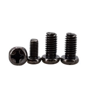 Factory direct black nickel plated hard cross round wire M2-M4 pan head flat tail gun color electronic screws