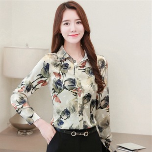 high quality Elegant Mother Silk Shirt Autumn New Satin Slim-fit Printed Mulberry Silk Shirt Elegant Top