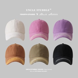 Men's and women's Korean-style baseball cap letter embroidered retro soft top peaked cap curved brim face-looking small sun hat
