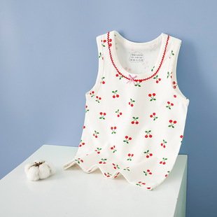 Summer New Children's Vest Lycra Cotton Cartoon Printed Vest for Boys and Girls Simple Sleeveless Top Base
