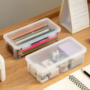 Transparent Storage Box Stationery Storage Box Large Capacity Transparent Pencil Storage Pen Container Colored Lead Crayon Sketch Pencil Bag