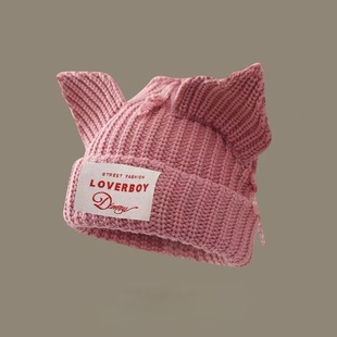 Cute Piggy Striped Fashion Autumn and Winter All-match Knitted Hat Autumn and Winter Knitted Hat Men's and Women's Wool Hat Warm Hat