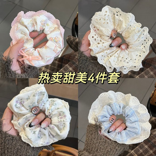 Korean Ribbon Bow Large Intestine 2025 Hair Rope Hair Rope Ponytail Head Rope Girls' Half-Tie Hair Accessories Autumn and Winter Ornaments Winter
