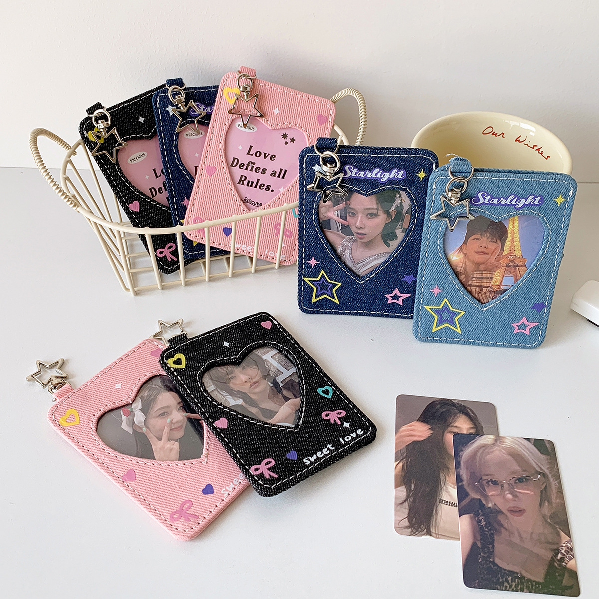 Denim Star Hard Card Card Holder High Color Value Y2K Wind Star Chasing Small Card Bag Pendant for the Piece of the Piolite Keychain Hanging Ornaments