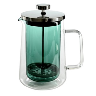 Customized French Press Double-Layer Insulated Colorfulful Fashionable Household Milk Frothed Coffee Pot Simple Transparent Glass Hand Brewing Pot