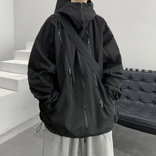 Black Samurai American Style Trendy Brand American Style Charge Jacket Men's Autumn and Winter New Loose Functional Style Workwear Hooded Jacket