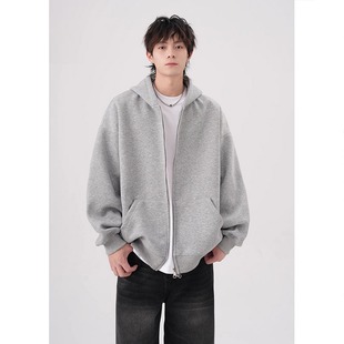 American-style Heavy Cardigan Hooded Sweater Coat 2024 Spring and Autumn Men's and Women's Youth Fashion Brand Loose All-match Couple Hoodie