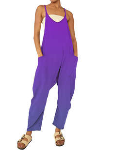 European and American women's clothing 2023 Summer new Amazon casual pocket sling color changing one-piece trousers suspender trousers for women