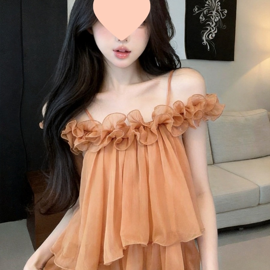 Real Price Guaranteed. Gentle Style Lace-Trimmed Off-Shoulder Chiffon Blouse, New Summer Sweet Youthful Top