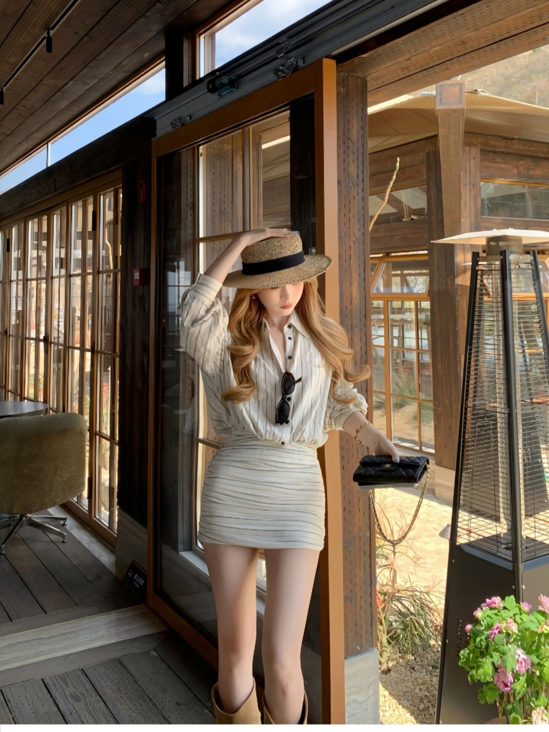 French-Style Striped Shirt Long-Sleeve Dress for Women, Spring Season, Very Stylish, Pure and Alluring Temperament, Waist-Cinching, Slim-Fit, Bodycon Short Dress