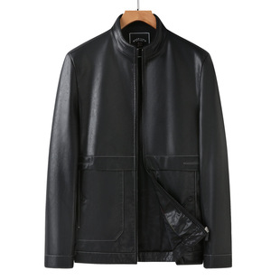 Autumn Men's Vertical Collar Leather Jacket Coat Plus Size Fashion Fashionable Chubby Men's Warm Leather Jacket Top