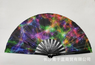 Spot bamboo bone 33cm large size kung fu fan can add logo cloth fan Ring fan folding fan