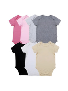 Cross-Border Wholesale Baby Plain Color Romper Newborn Clothes 0-1 Years Old Solid Color Jumpsuit Baby Class a Bodysuit