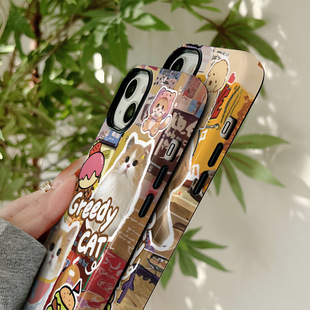 Hamburg cats and dogs are suitable for Apple 15promax mobile phone case 13 film 14 2 in 1 12/11 couple case 16 hard