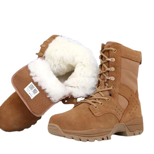New Brown Training Boots for Men, Ultra-Light Side Zipper Physical Boots, High-Top Wear-Resistant Tactical Boots, Cowhide Waterproof Training Boots