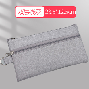 Pencil Bag Cloth Bag Double Layer Primary School Students Simple Small Fresh Children Pencil Case Stationery Box Solid Color Canvas Stationery Bag for Men