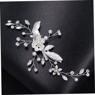 European and American Cross-border Bride Wedding Hair Accessories Alloy Handmade Pearl Diamond Hairpin Edge Clip Headwear