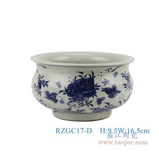 Jingdezhen ceramic blue and white antique flowerpot flower bird dragon pattern Flower Bowl incense burner pen wash water shallow flower arrangement ornaments wholesale