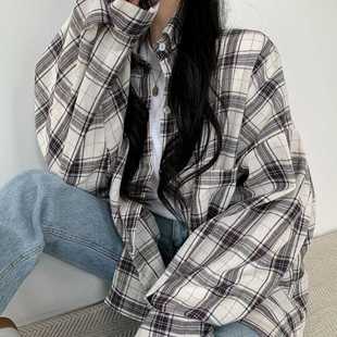 Autumn All-match Commuter Lapel Plaid Shirt Loose Comfortable Plaid Shirt Color