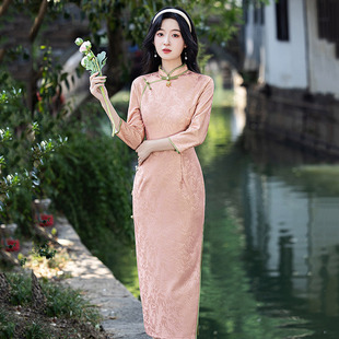 Pink Cheongsam New Chinese Style Improved Beautiful Elegant Girl dress 2025 Spring New Young Style