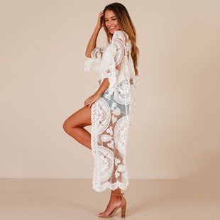 Cross-border Beach blouse crocheted embroidered holiday cardigan bikini sun protection shirt outwear Amazon