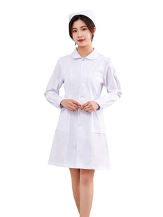 Nurses' Long-sleeved Women's White Coat Winter Pharmacy Beauty Salon Physician Intern Work Uniform suit plus size