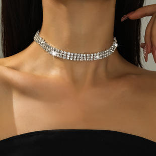 Личность мода холодный ветер шейный цепной Choker женский сексуальный многорядный ожерелье темперамент дикий стразы украшения ожерелье