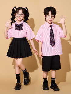 Children's June 1 costume primary school students' sports cheerleading chorus performance kindergarten college style pink shirt