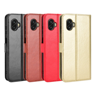 For Samsung Galaxy Xcover6 Pro phone case leather case flip Crazy Horse pattern lanyard card holder protective case