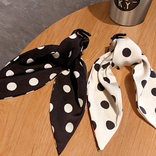 Rose Story Liu Yifei Huang Yimei Same Black Polo Dot Bow High Ponytail Grab Clip Half Hairpin Headwear